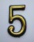 Цифра дверного номера  "5"  золото самоклеющ h=5 см.(3000/150)